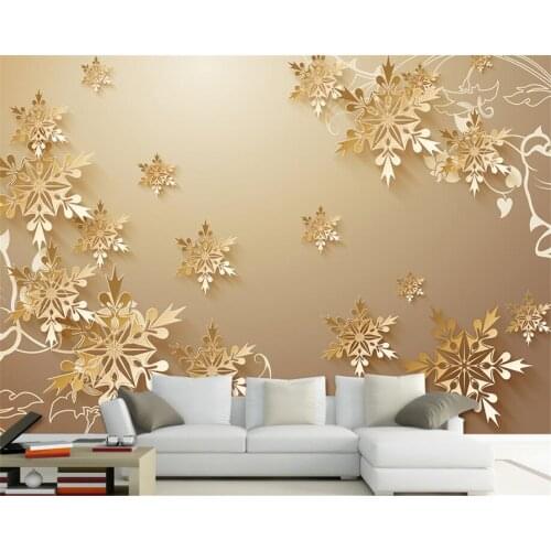 Modern 3D Wallpaper HD Golden flower Photo Mural Living Room Home Decor Wall paper Abstract Floral wallpaper Beibehang