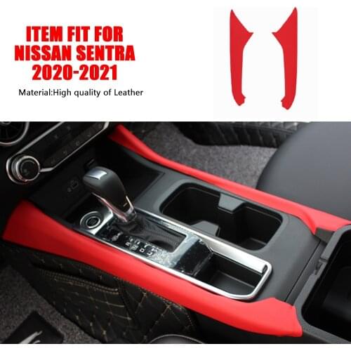 Car Styling Interior Red Leather Interior Gear Shift Stripe Trim Cover For Nissan Sentra 2020-2021