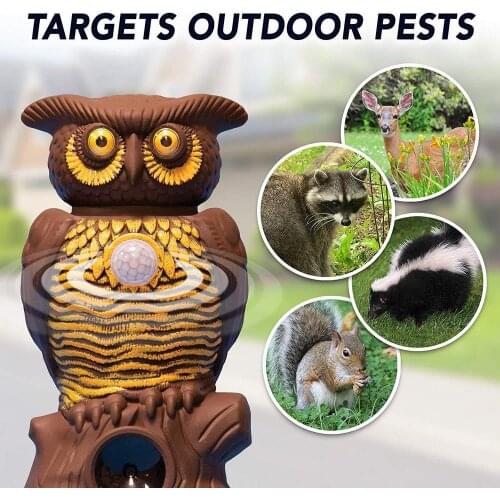 Ultrasonic Owl Alarm Safe Flashing Sound Critter Repellent Bird Scarer Prowler Decoy Protection Scarecrow Garden Tools