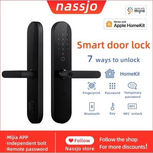 Nassjo Smart Door Lock Biometric Fingerprint Lock Digital Lock For Xiaomi Mijia HomeKit NFC Unlock Outdoor Home Security
