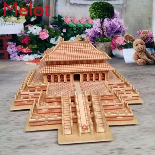Adult Three-Dimensional Large Puzzle Wooden Mid-Ancient Building Model Courtyard Temple of Heaven Palace Tiananmen 3D Toy