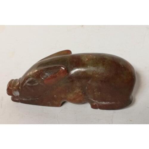 YIZHU CULTUER ART Collection China Xinjiang Jade Hand Carving Hongshan Culture Lovely pig Pendant