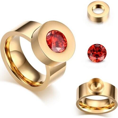 RC-140 Lovely design Gold Stainless Steel AAA Crystals Ring Women Ladies Fashion Gifts 6-9