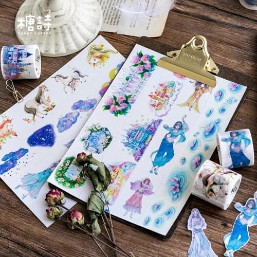 1 pcs DIY Cartoon Paper Washi Masking Tapes Girls Flowers decorative adhesive tape Diy Scrapbooking Sticker Label Stationery