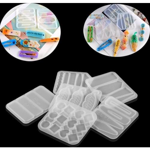 1pcs DIY Hairpin Epoxy Resin Mold Silicone Women Girls Geometric Hair Claw Hair Clips UV Resin Epoxy Molds Accessories Supplies
