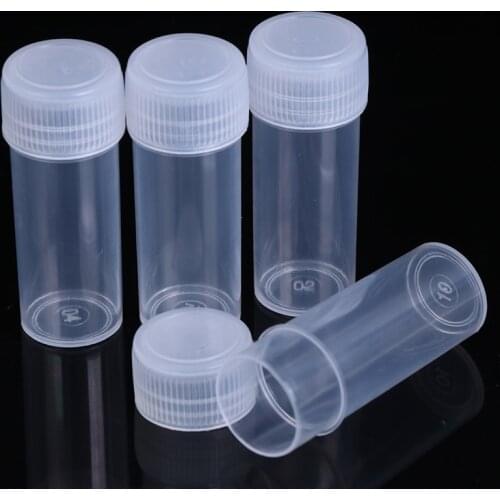 10Pcs 5ml Plastic Test Tubes Vials Sample Container Powder Craft Screw Cap Bottles for Office School Chemistry Supplies