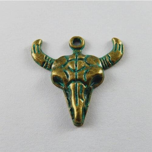 10Pcs Alloy Patina Animal Cow Head Punk Man Necklace Pendant Jewelry Making Charm Handmade Craft Gift 28*27*3mm