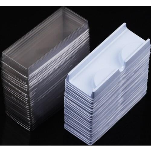 100pcs False Eyelash Packing Box Lid Tray Eyelashes Storage Transparent Empty Lash Case Makeup Storage Organizer for Travel