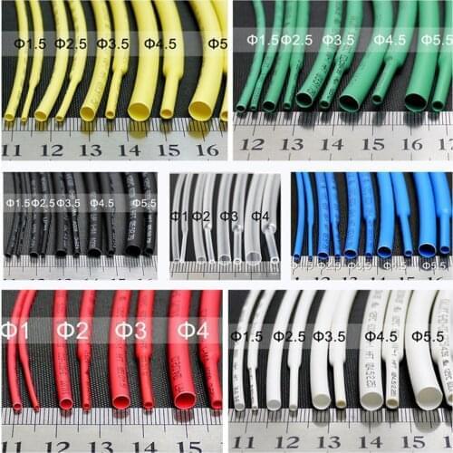 2.5mm Polyolefin 2:1 Heat Shrink Tubing ROHS UL Black/Red/Yellow/Green/Blue/White/Clear