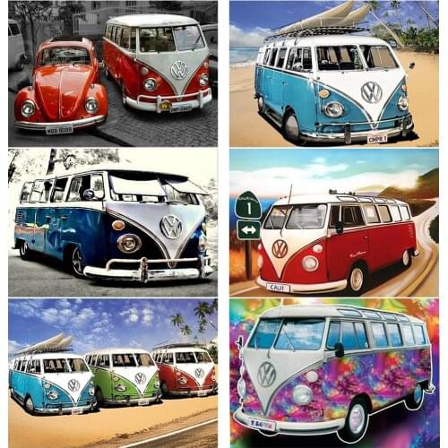 DIY 5D Diamond Painting Ancient Bus Full Round Drill Rhinestone Diamond Mosaic Car Embroidery Cross Stitch Home Decor