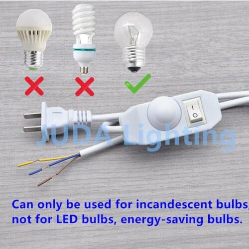 White cable wire with knob dimmer ON / OFF button rocker switch cord set Electrical Wire for table lamp desk light pendant light