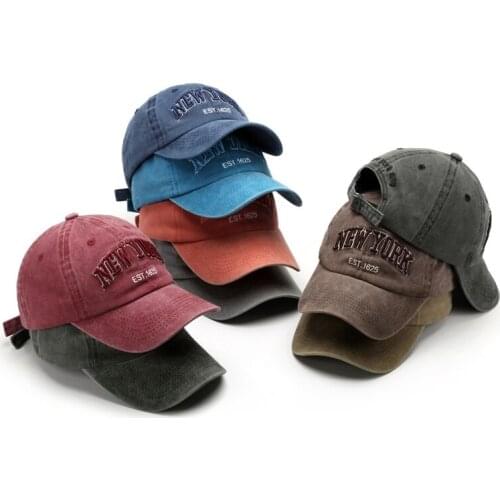 NEW YORK Embroidered Letters Baseball Cap Men Women Fashion Casual Simple Washed Baseball Cap Outdoor Sports Caps Snapback