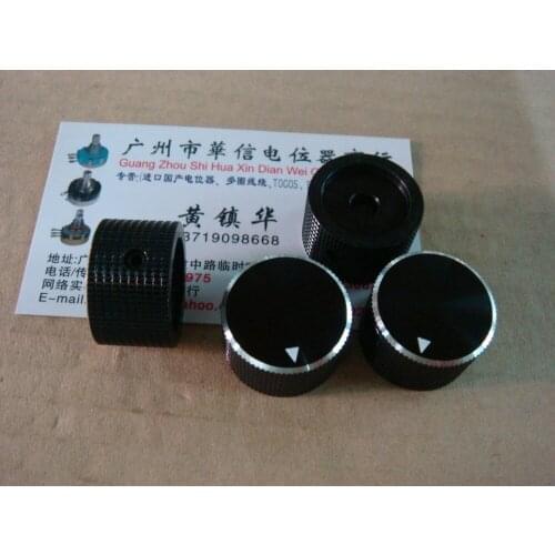 Black Full aluminum amplifier volume knob Knob cap Diameter 25MM Height 15MM