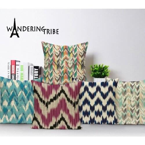 Retro Stripe Decorative Cushion Cover Watercolor Geometric Pillow Case 45*45 Abstract Home Decor Cases Sofa Bed Cushions Covers