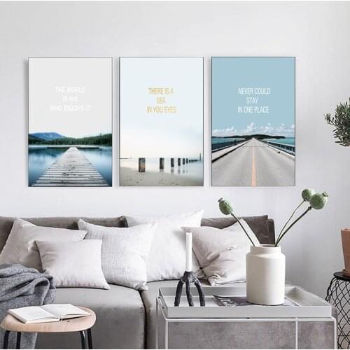 Coastal Decorative Canvas Poster Blue Sea Landscape Picture Waves Canvas Painting Print Beach Wall Art Picture Home Decor