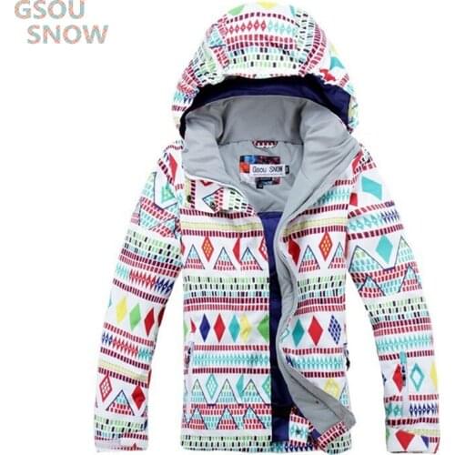 GSOU SNOW Colorful Womens Winter Jackets 10K Waterproof Windproof Heat Breathable Outdoor Snowboarding Suits Ski Suit Coats