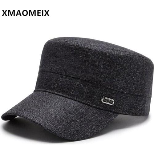 XMAOMEIX New Iron Standard Male Bone Cap Mens Flat Cap Army Military Hat Snapback Cap Adjustable Size Simple Casual Sports Caps