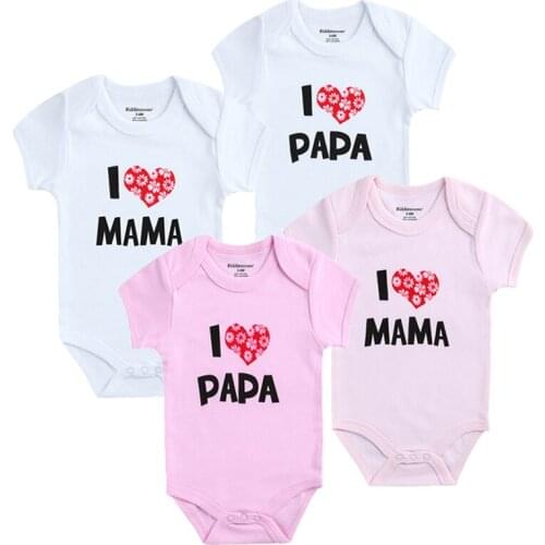 Baby Girls Clothes Set I Love Papa Mama Printed Baby Boy Rompers 100%Cotton Short Sleeve Unisex Infant Clothing Roupas de bebe
