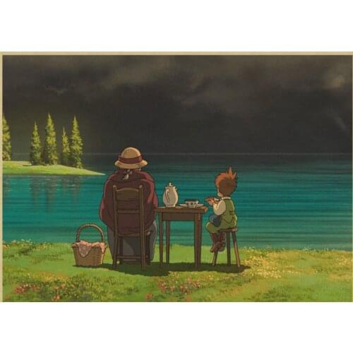 Comic Howl Moving Castle Retro Art Decor Poster Quality Canvas Painting Bars Cafe Wall Decor Cartoon living Home Decor Picture