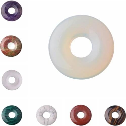 40mm Gem stone coin Pendant Focal Bead 7 Materials chakra stones pendant for DIY Fashion Jewelry Natural Stone Accessories