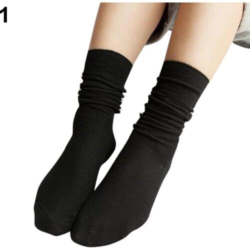 Fashion Girl Women Soft Knitting Stockings Casual Cotton Blend Middle Tube Stockings