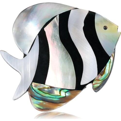 New Simple Natural Abalone Shell Tropical Fish Cute Brooch Pin for Girl Women Fashion Jewelry Corsage Accessories