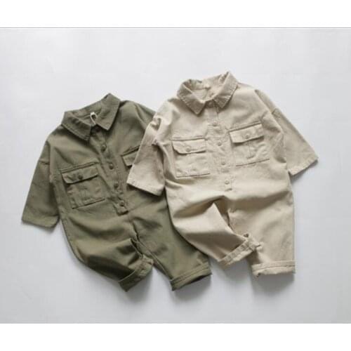 2021 New Stlye Girls Boys Overalls Autumn Cotton Linen Fashion Kids Pants 1-7t MY591