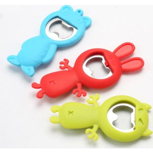 Stainless Steel Bottle Opener Multi-function Food Grade Silicone Cartoon Pattern Can Opener Beer Open Bottle Starter