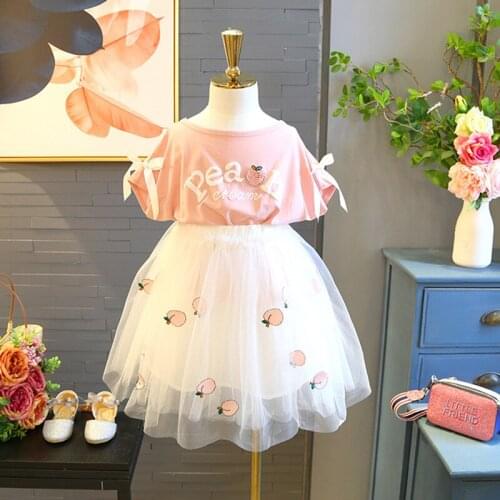Toddler girl dresses summer Lace doll collar Sweet Strawberry Print Short Sleeve Dress kids party dresses for girls