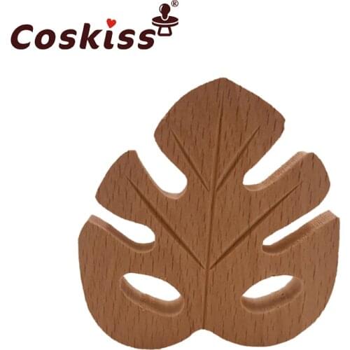 Organic Baby Teether Product Beech Wooden Leaves Teether DIY Wood Personalized Pendent Eco-Friendly Safe Baby Teething Chew Toys