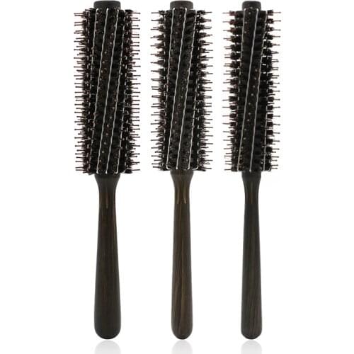 1 Pcs Boar Bristles Combs Wooden Round Hairbrush Long Hair Rolling Comb Women Hair Scalp Massage Bristle & Nylon