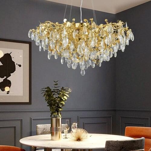 Modern Luxury Crystal Gold Led Chandeliers for Bedroom Hanging Lamps Restaurant Household Chandelier Decorative Lighting Lusters