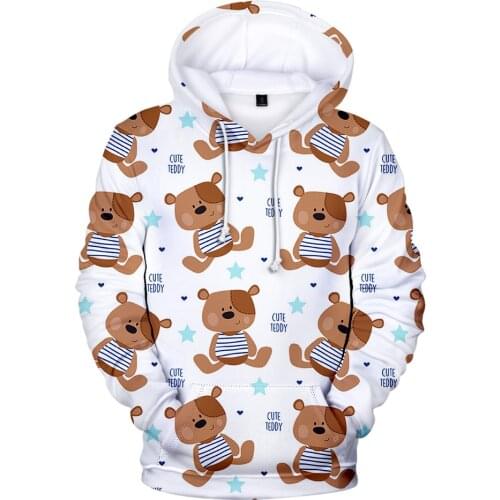 Autumn Hooded 3D Full Print Bear Hoodies Sweatshirts Men Women Streetwear Fashion Hip Hop Animal Casual Boys Girls Pullovers