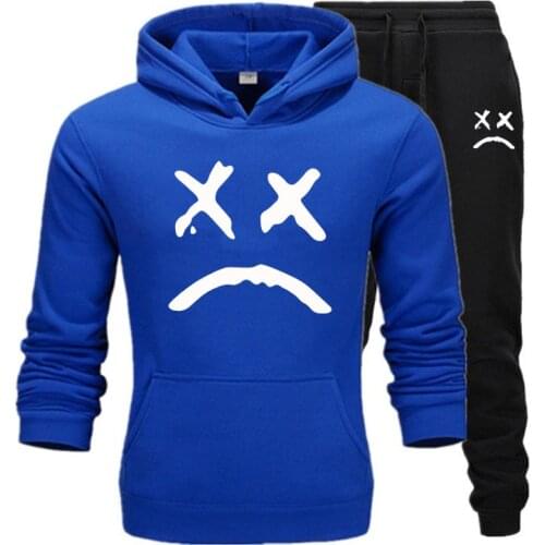 Hoodie Sweatshirt Jogging Pants Suits Happy Smiling Face Print Men Women Sportsuit Pullover Tracksuit Male Streetwear Sportswear