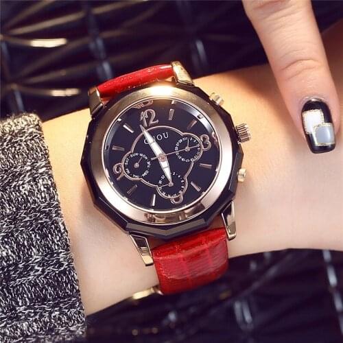 Vintage Multifunctional Women Watches Classical Fashion Waterproof Monkey head Quartz Watch leather watch belt G8042