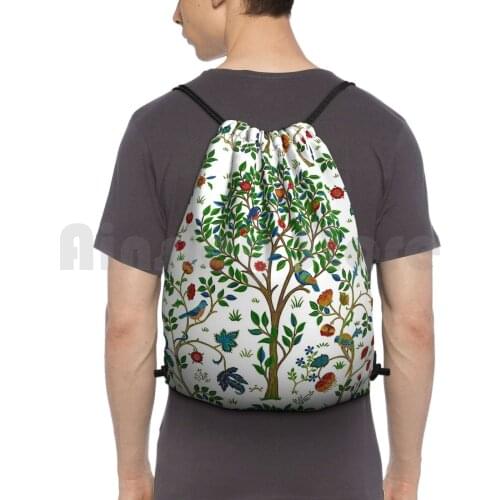 William Morris Tree Of Life , Green Backpack Drawstring Bags Gym Bag Waterproof William Morris Art Nouveau Tree Of Life