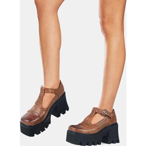 DORATASIA The Large Size 43 Women Solid Buckle Platform High Heel Shoes Punk Gothic Casual Quality Pumps Women Pumps