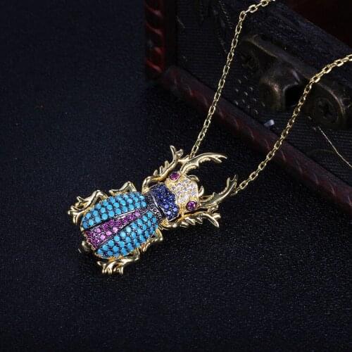 Christmas Gift Beetle Animal Pendant Necklaces for Women High Quality Austrian Crystal Necklace 2018 New