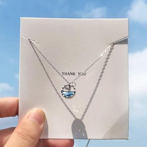 OBEAR silver Plated Mermaid Tears Foam Necklace Simple Mermaid Tail Blue Crystal Clavicle Chain for Women Accessories