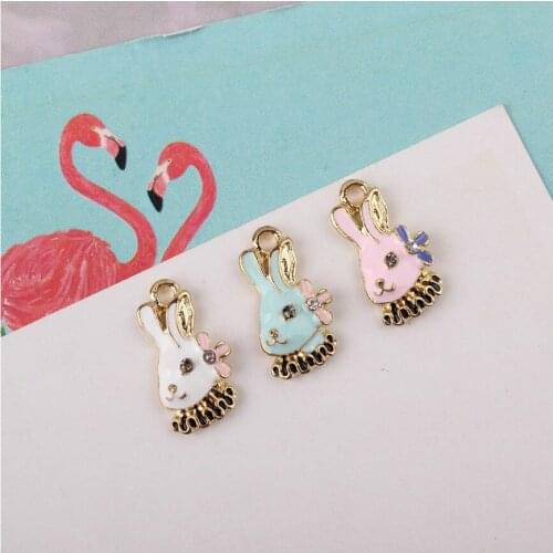 10Pcs/lot Colorful Alice Rabbit Avatar Enamel Charms for Jewelry Accessory DIY Pendant for Bracelet Necklace Headdress Making