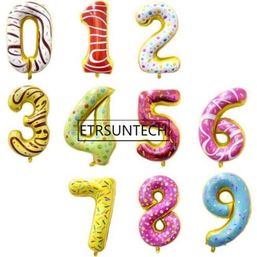 100pcs 32 Inch Donut Ice Cream Aluminum Foil Digital Balloon Baby Shower Anniversary Birthday Bachelorette Party Supplies