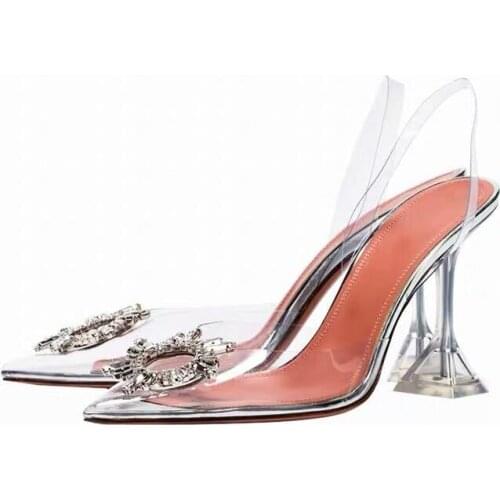 2021 Summer New Fashion Transparent PVC Women Sandals Clear Crystal Cup High Heel Sexy Pumps Shoes Peep Toe Women Slip-on Shoes