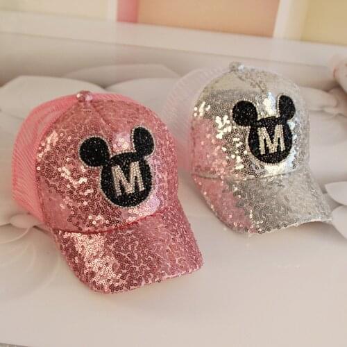 2021 Spring Summer Kids Hat Glitter Cartoon Baby Girl Boy Casual Basket Cap Breathable Children Peaked Cap