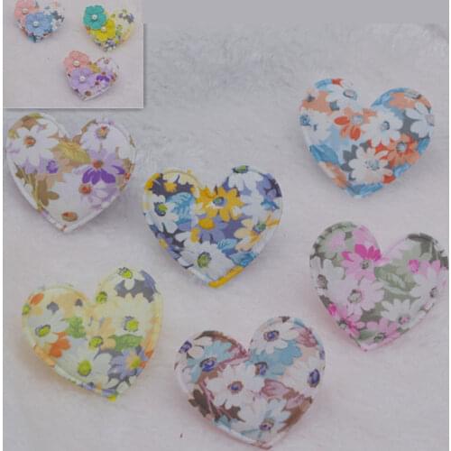 36Pcs 4.8*4.2 cmBroken Flower Cloth Heart Padded Applique for DIY Handmake Clothes Shoes Hat Headwear Clips Crafts Decor Patches