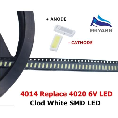 50PCS/Lot 4014 4020 CHIP-2 SMD LED Beads Cold white 1W 6V 150mA For TV/LCD Backlight