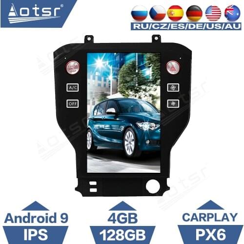 4+128G Android 9 Car Radio Coche Tesla Screen Autoradio For Ford Mustang 2014 - 2020 GPS Navigation DSP PX6 Multimedia Player