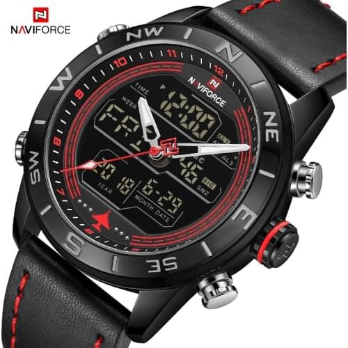 The New NAVIFORCE Quartz Wrist Watch For Men Casual&Fashion Big Dial Led Digital Auto Date Stainless Steel Alarm Men Watches