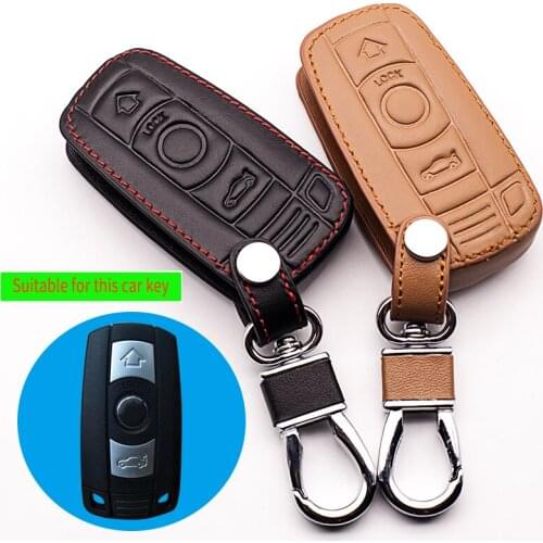Genuine Leather Car Key case Cover for BMW 1/3 5series X1 X3 X5 X6 Z4 Smart 3 buttons remote control protect shell starline a91