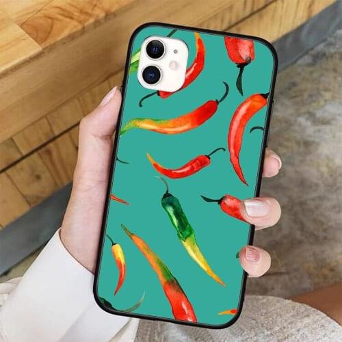 Chilli pattern (turquoise) Phone Case For iPhone 11 Pro X XR XS Max 6 7 8 plus Samsung S8 S9 S10 S20 A10 A50