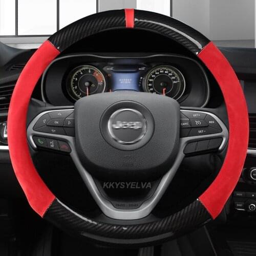 Carbon Fiber Leather Car Steering Wheel Cover for Jeep Grand Cherokee ZJ WJ WK WK2 WL 1993-2021 Auto interior Accessories
